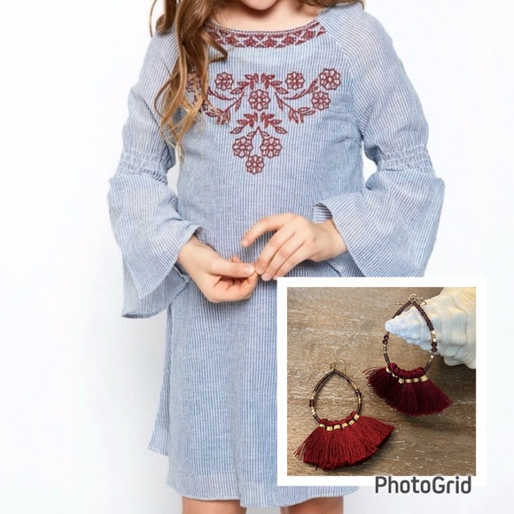 Hayden Dresses & Skirts - Hayden LA Embroidered Dress & Tassel Earrings